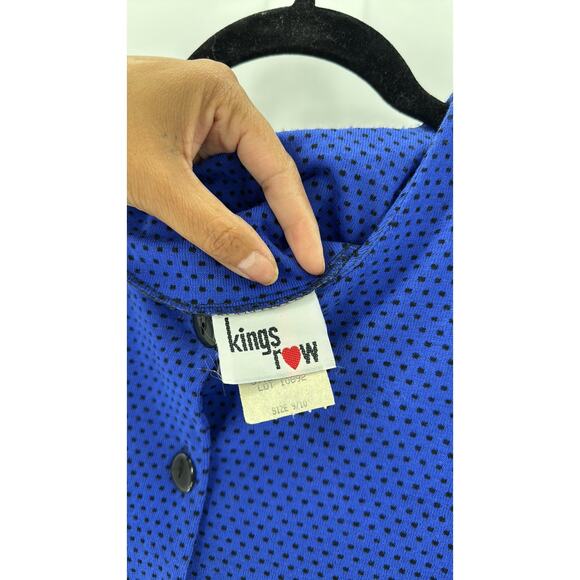 vintage Kings Row dress, likely from the 80s purple black polka dot size 9/10 - Picture 8 of 9